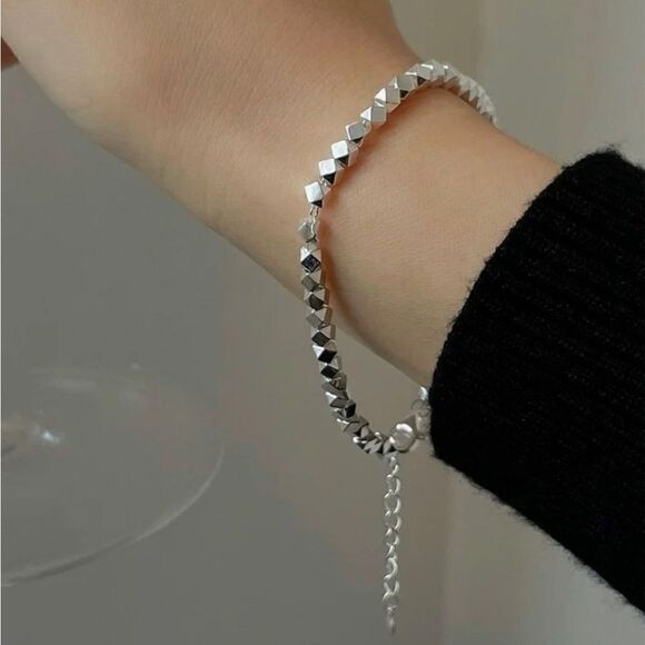 The Geo Tennis Bracelet in Tibetan Silver 925 - Picture 1 of 8